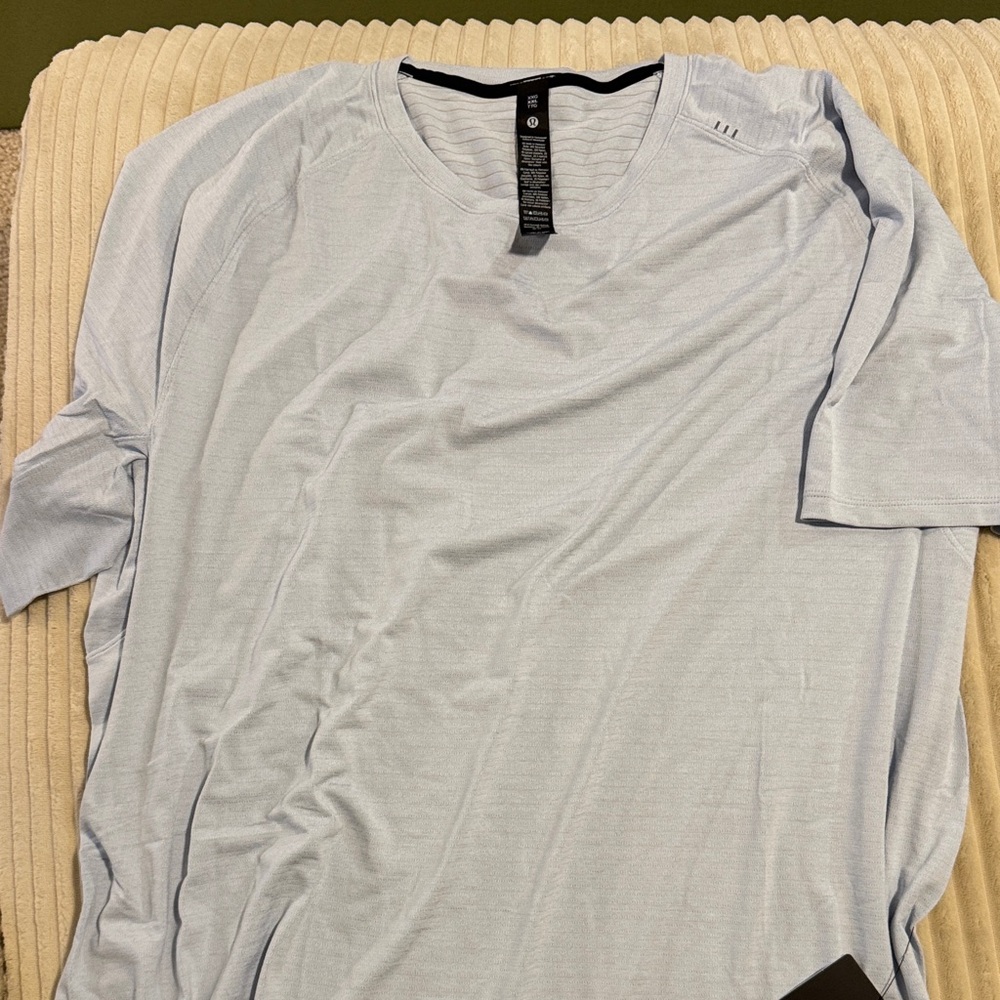 NWT Lululemon men’s XXL license to train short sleeve - starch blue